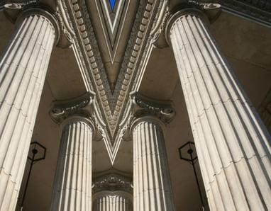 Close-up of a bright classical pillar